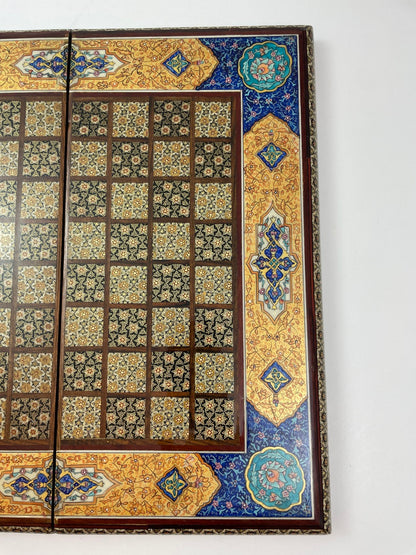 Moorish Persian Inlaid Micro Mosaic Backgammon and Chess Board