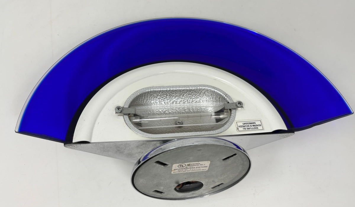 Postmodern Italian Cobalt Blue Murano Glass & Chrome Wall Sconce, 1980s 1 of 7