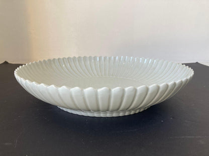 Chinese Asian White Ceramic Platter Bowl Scalloped Huge Heavy 17 in. D. — additional view 17