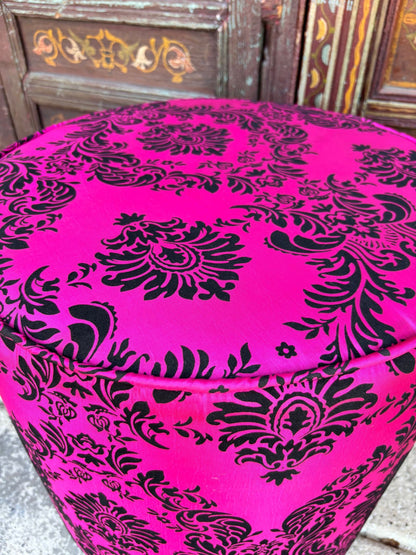 Moroccan Boho Style Pouf in Hot Fuchsia Color