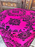 Moroccan Art Deco Boho Style Pouf in Hot Fuchsia Color