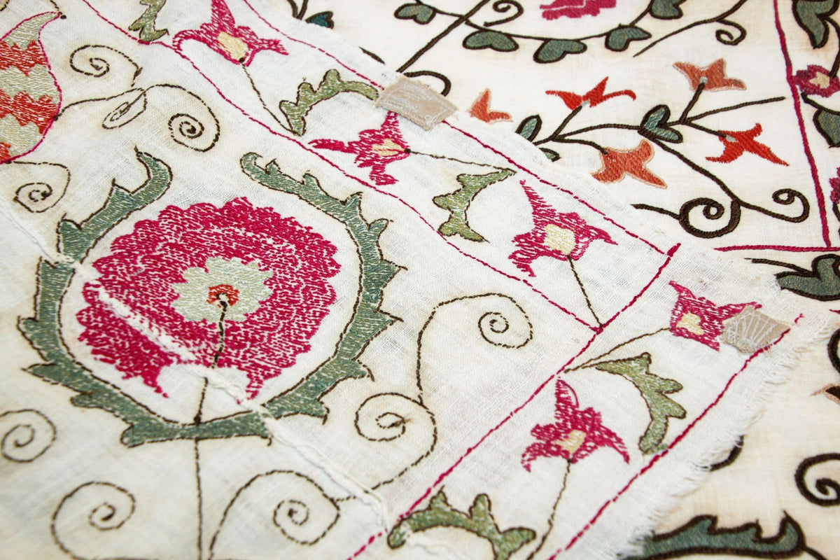 19th C. Suzani Bukhara Uzbekistan Antique Embroidered Islamic Art Textile Susani