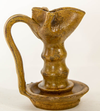 Antique Islamic Persian Nishapur Style Ceramic Glazed Oil Lamp