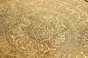 Moorish Islamic Brass Tray Table Spain 1920s