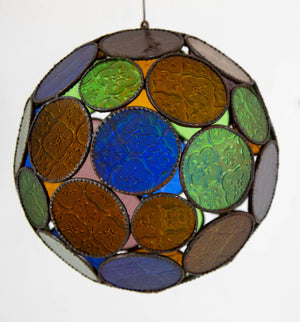 Vintage Moroccan Multi-Color Glass Orb Lantern Moorish Style