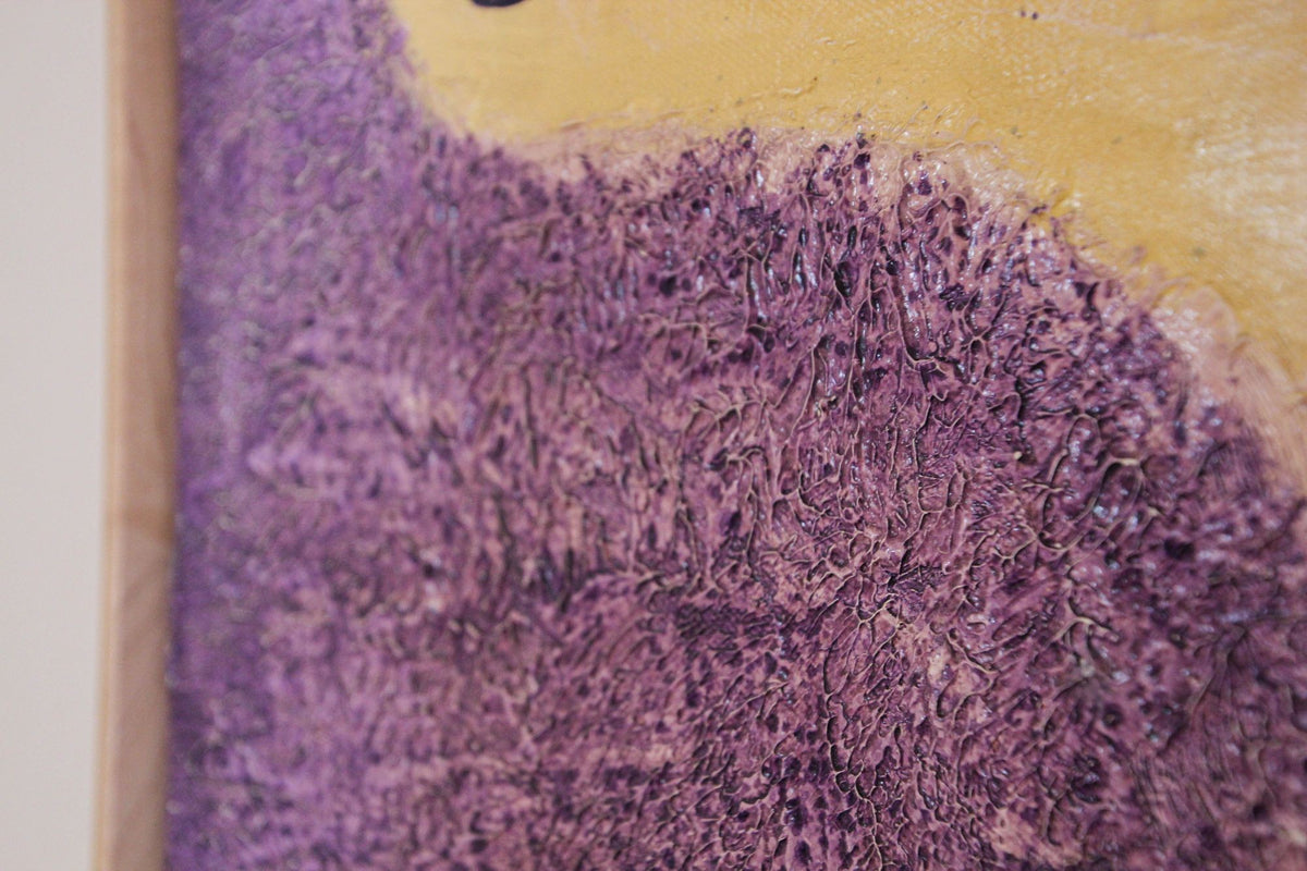 Dove Peace and Arabic Calligraphy Purple and Yellow Oil on Canvas Painting Frame