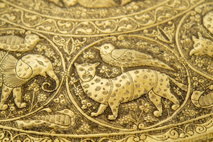 Collectible Islamic Asian Metalwork Polished Brass Tray Circa 1940s