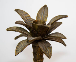 Vintage Brass Moroccan Palm Tree Candlestick Holders Set of 2