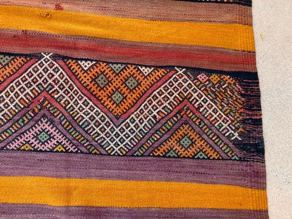 Vintage Hand-Woven Berber Kilim Rug by Moroccan Artisans, 6.5x10 ft