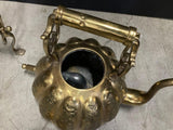Moroccan Brass Tea Kettle on Stand Handcrafted in Fez Morocco 1930
