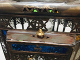 Moroccan Hall Lantern Light Fixture with Multi-Color Glass Moorish Style
