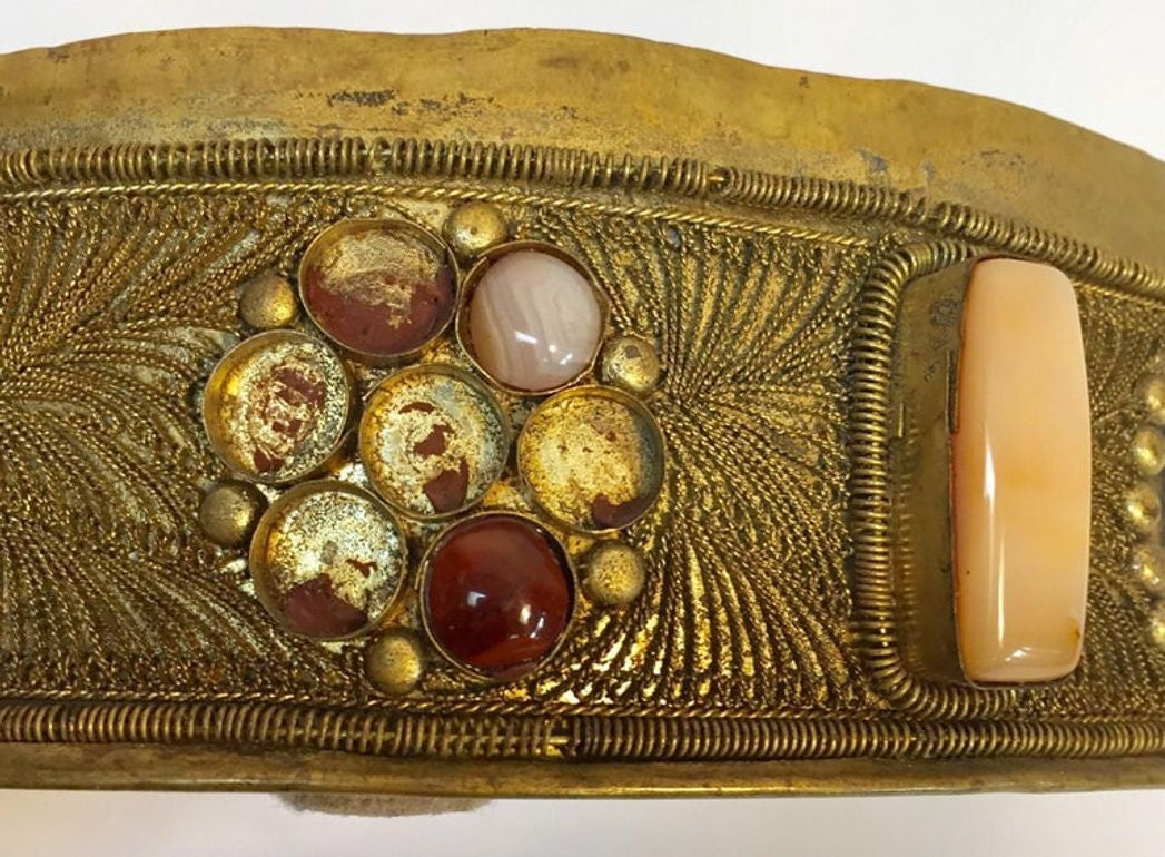 Vintage Agate Inlaid Moorish Wedding Jewelry Dressing Box