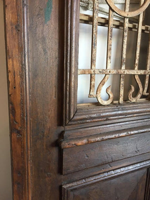 Set of French Painted Double Entry Door with Iron Insert