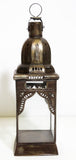 Moroccan Metal Candle Lantern in Moorish Square Metal and Clear Glass