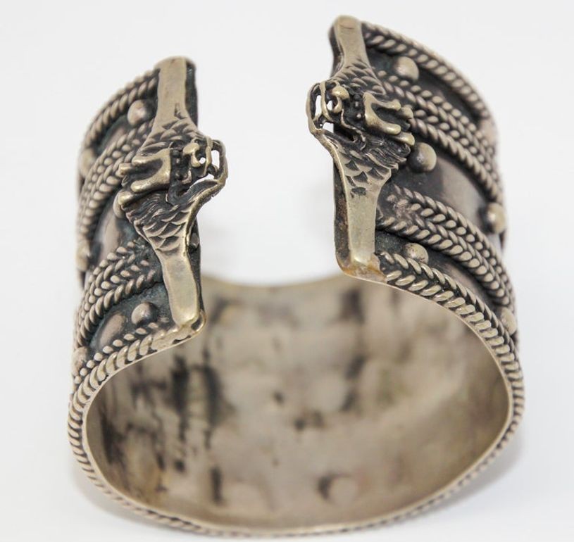 Vintage Moroccan Berber Tribal Bracelet, Handcrafted Metal Cuff, 1950