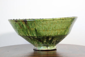Moroccan Berber Tamgroute Terracotta Green Glazed Bowl
