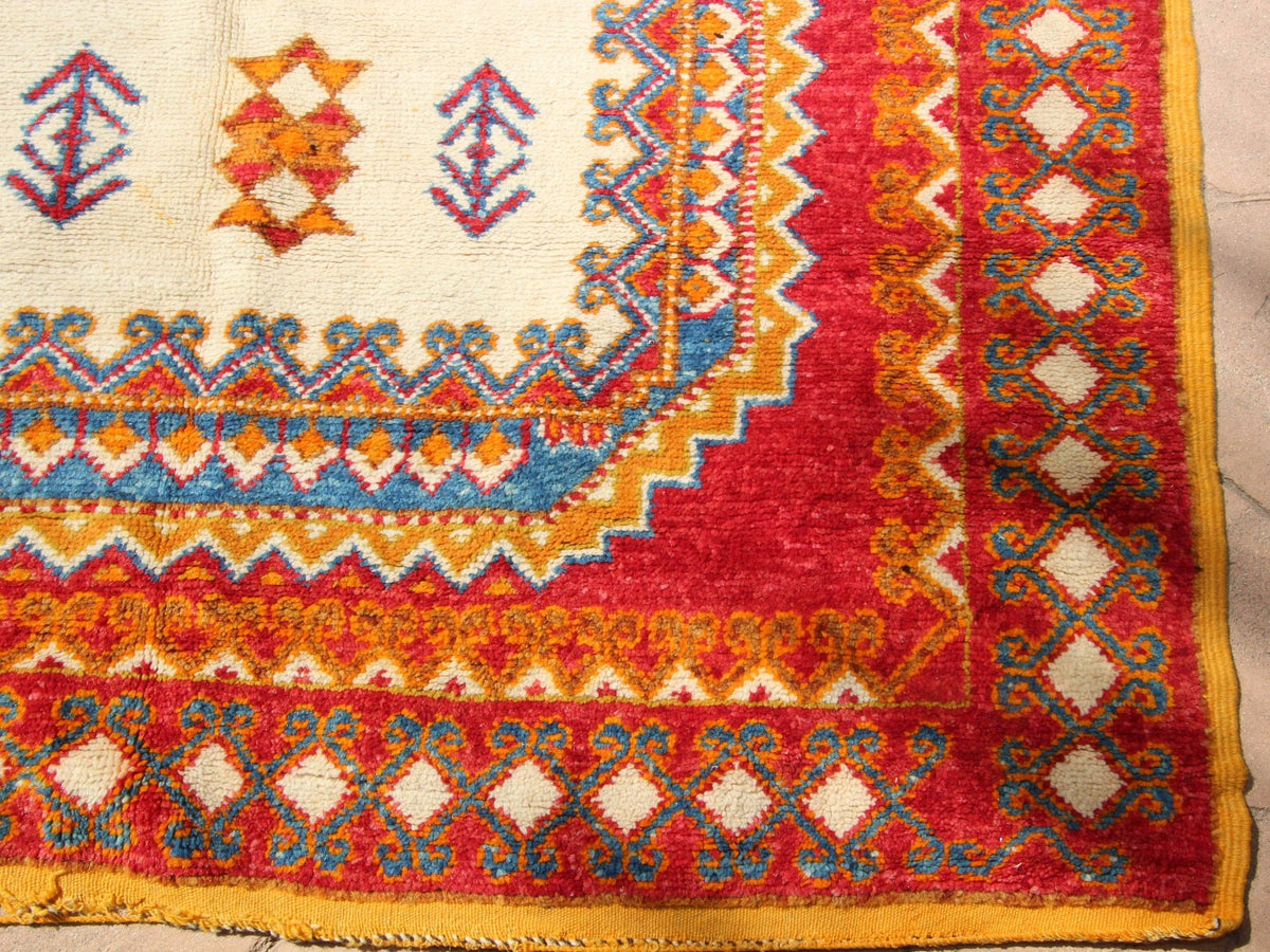 Vintage Moroccan Orange Berber Rug, Hand-Knotted Wool, 1960