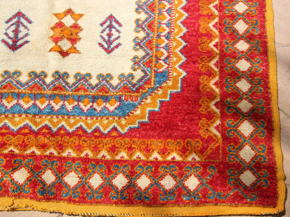 Vintage Moroccan Orange Berber Rug, Hand-Knotted Wool, 1960