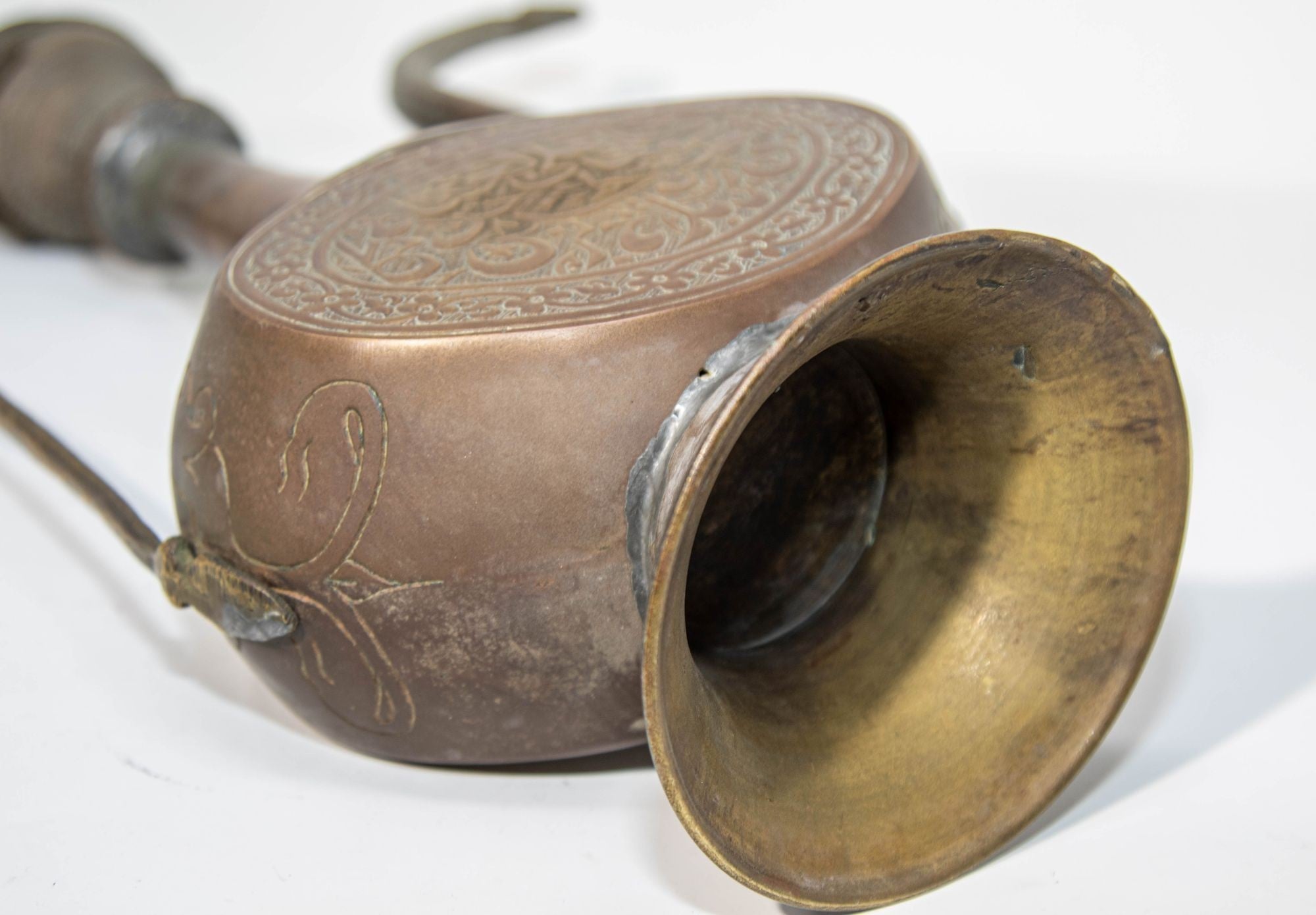 Antique Islamic Middle Eastern Qajar Persian Copper Ewer 19th Century