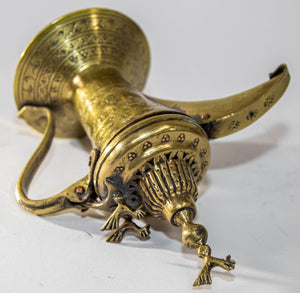 Antique Islamic Dallah Arabic Turkish Brass Coffee Pot or Tea Pot