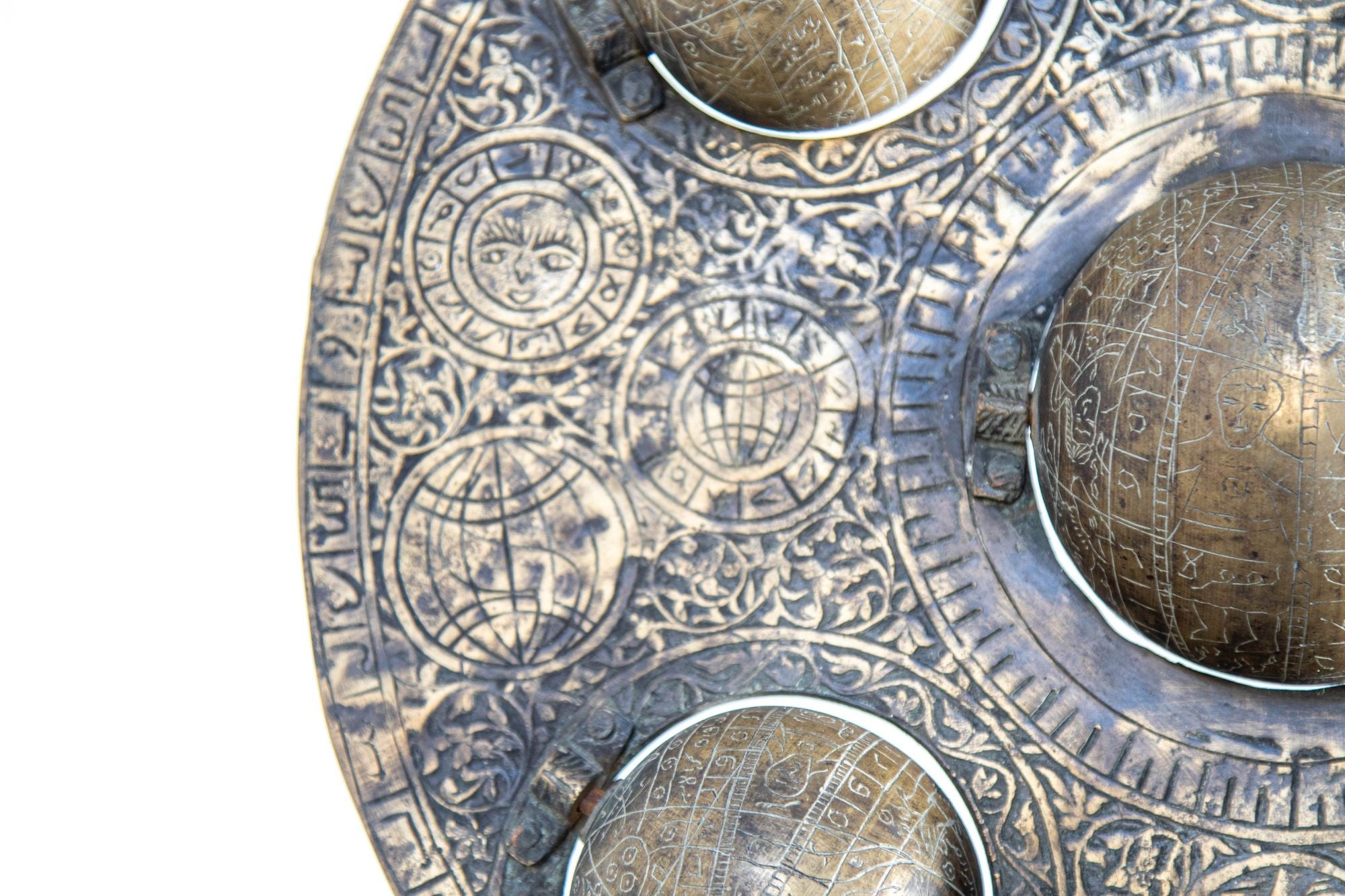 Islamic Cast Bronze Astrolabe with Five Celestial Globes Astronomical Instrument
