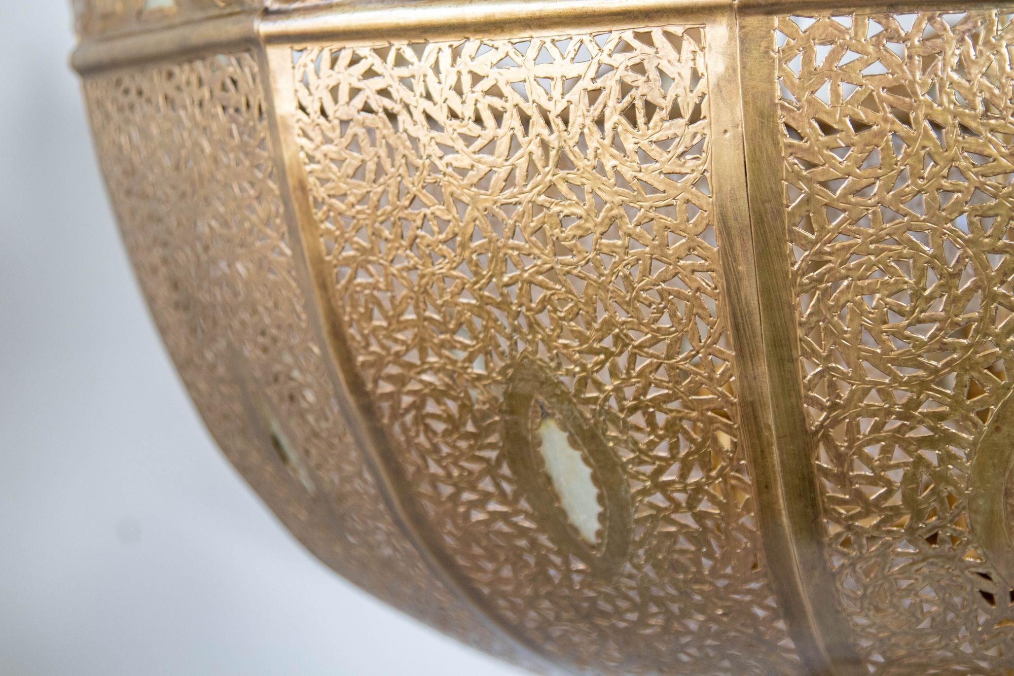 Vintage Large Moroccan Brass Chandelier in Andalus Moorish Style