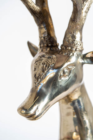 Large Brass Recumbent Deer Sculpture 1960s Hollywood Regency Style