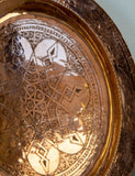 1920s Antique Hand Tooled Oversized Moroccan Metal Copper Tray 31 in. D.