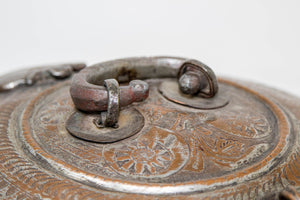 Antique South Asian Round Copper Bronze Box with Lid from India 19th C.