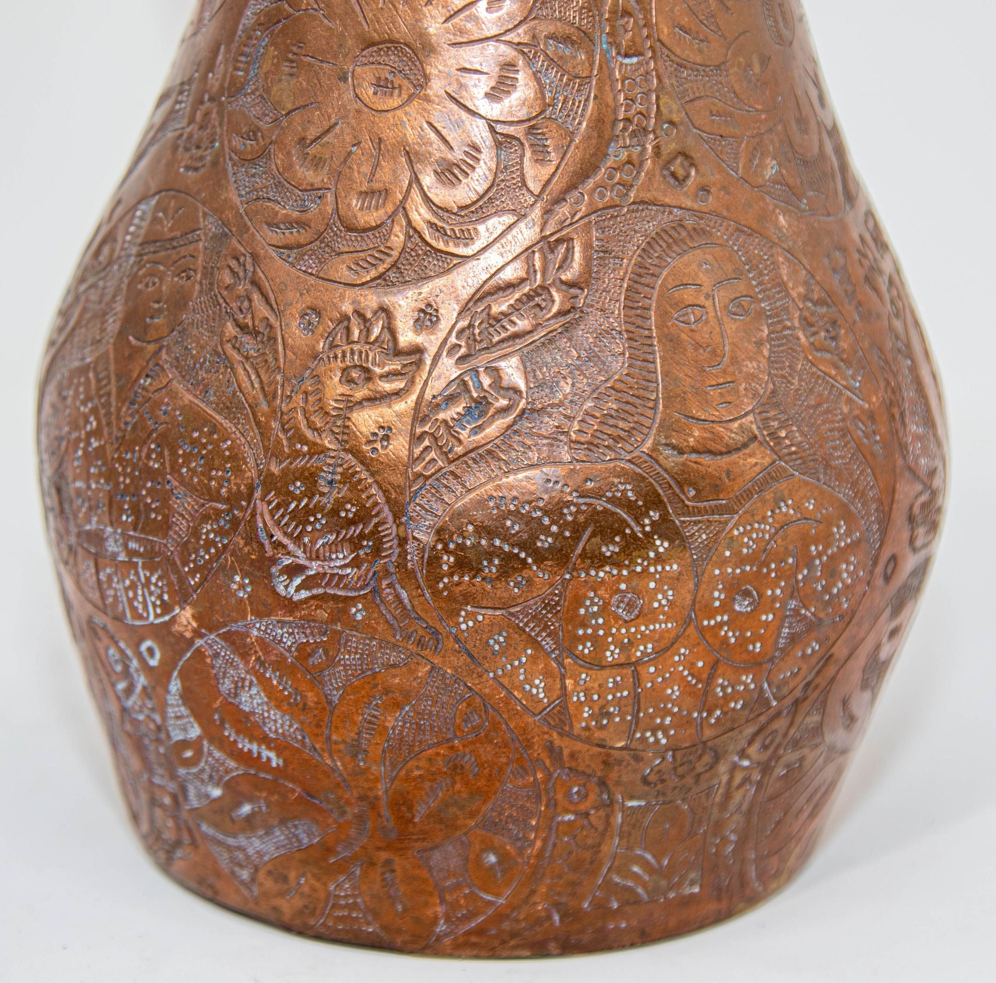 Islamic Persian Copper Pitcher Antique 19th Century Middle Eastern Ewer