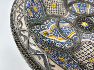 Antique Moroccan Moorish Handcrafted Ceramic Bowl Dish from Fez