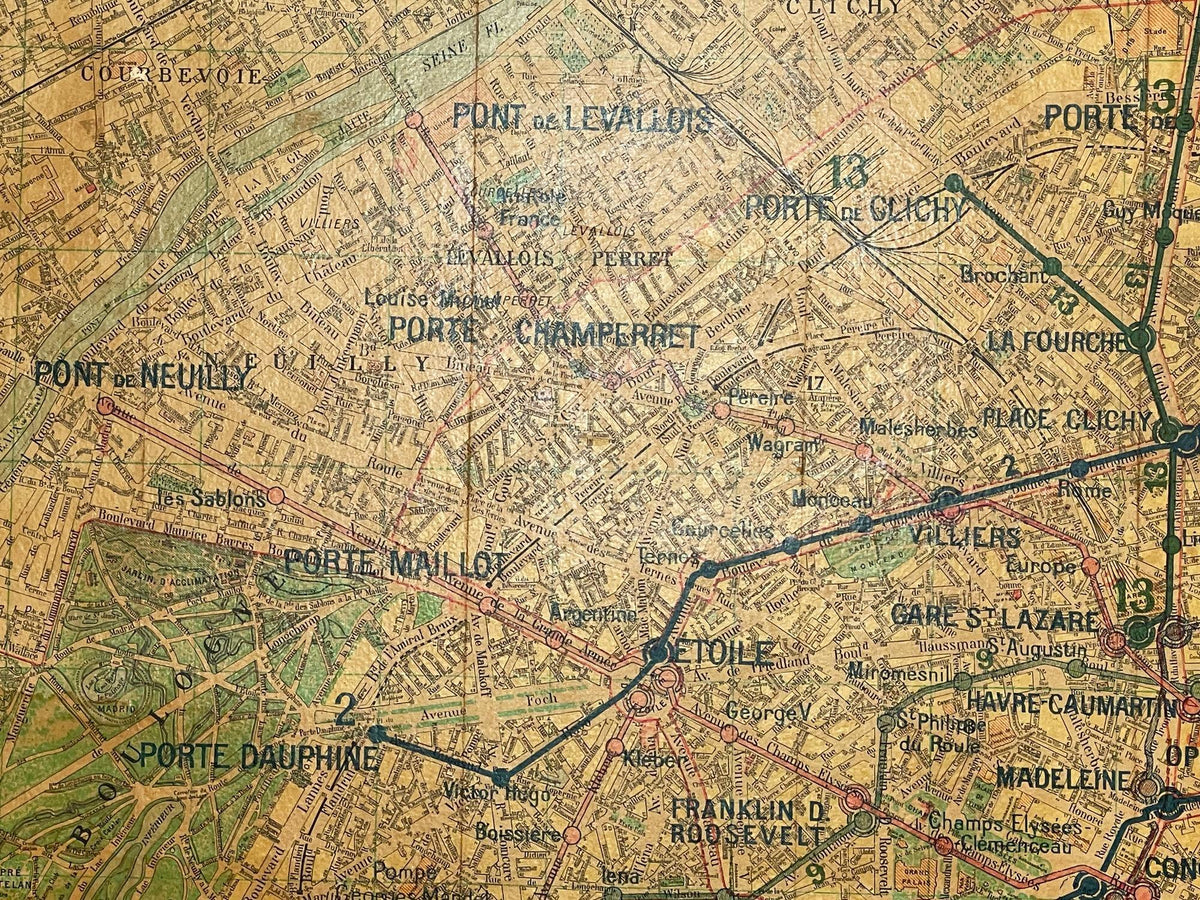 Vintage Paris Metro Map Print, Framed Mid-20th Century Artwork — additional view 18