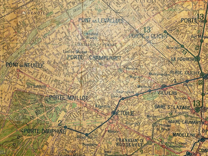 Vintage Paris Metro Map Print, Framed Mid-20th Century Artwork — additional view 18