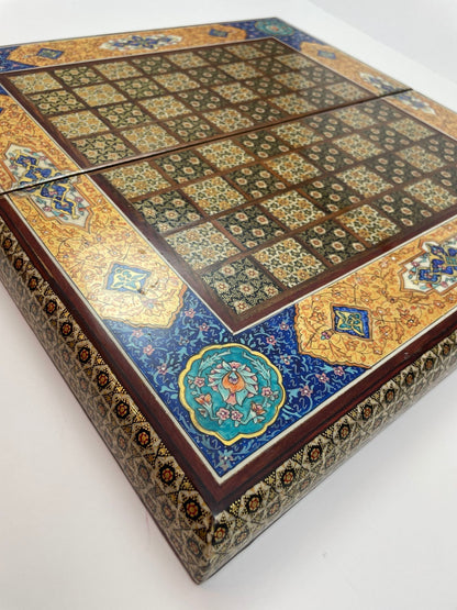Moorish Persian Inlaid Micro Mosaic Backgammon and Chess Board