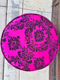 Moroccan Art Deco Boho Style Pouf in Hot Fuchsia Color