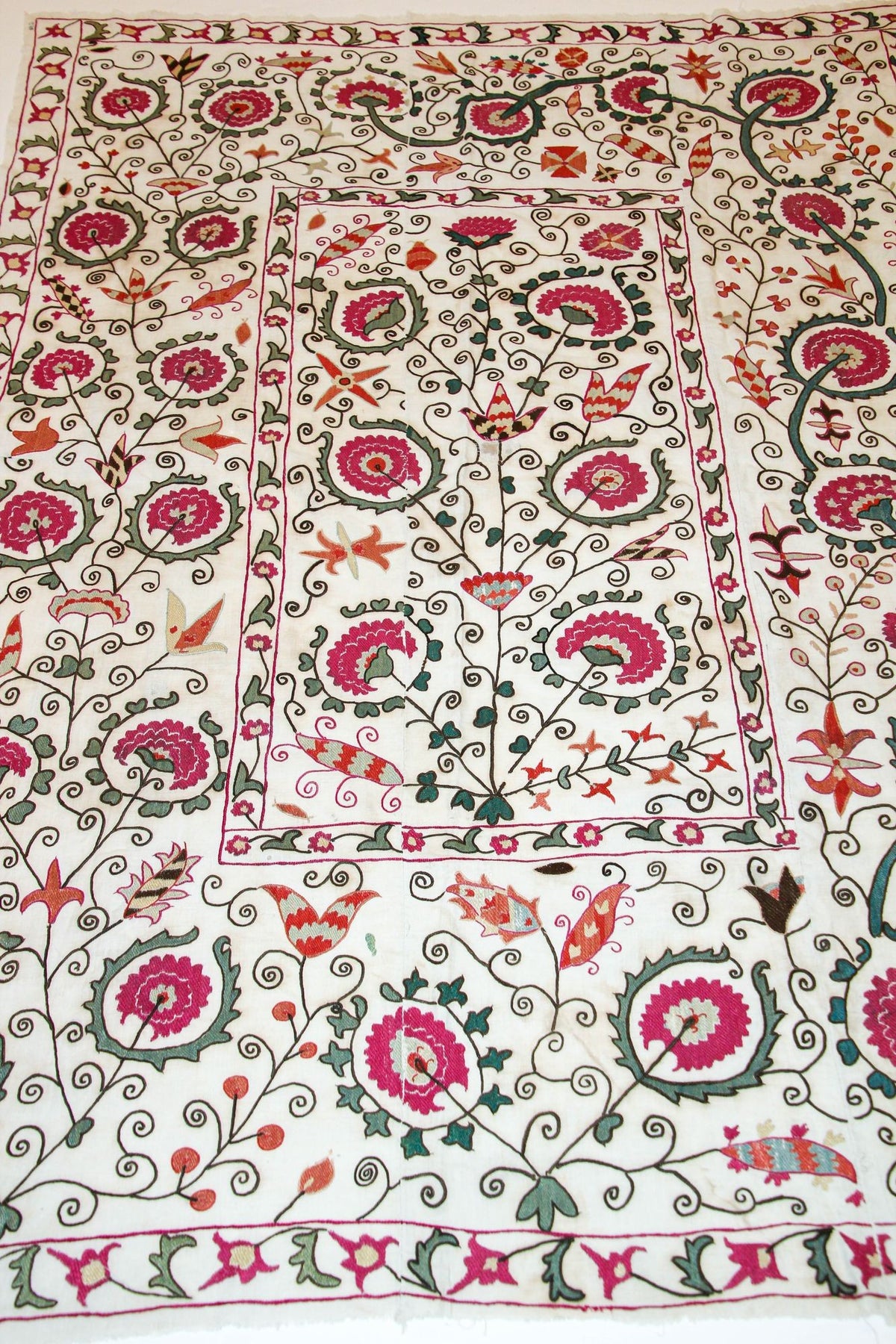 19th C. Suzani Bukhara Uzbekistan Antique Embroidered Islamic Art Textile Susani