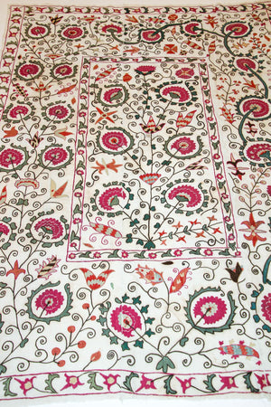 19th C. Suzani Bukhara Uzbekistan Antique Embroidered Islamic Art Textile Susani