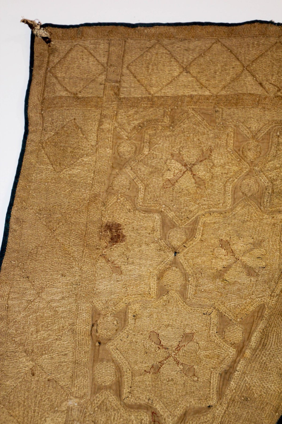 Antique Islamic Art Ottoman Metallic Threads Arched Fragment Textile 19th c.