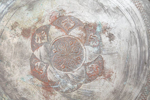 Antique Large Tinned Copper Ottoman Turkish Circular Tray