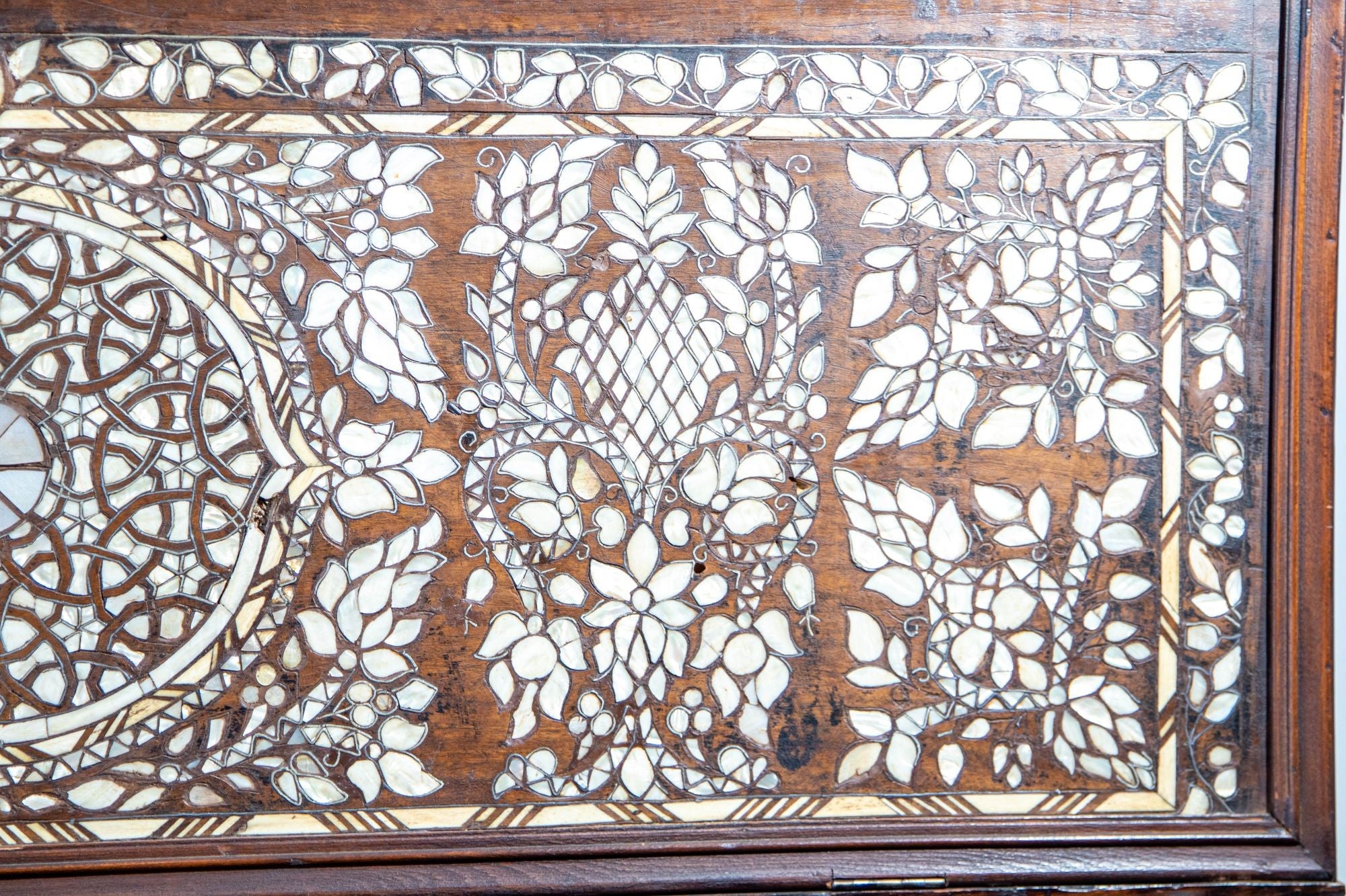 Antique Middle Eastern Mother of Pearl Inlay Dowry Trunk 19th C.