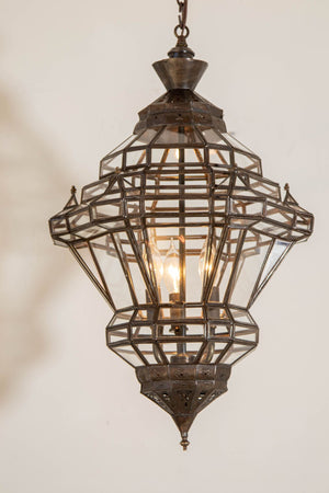 Vintage Moroccan Clear Glass Lantern Moorish Granada Spanish Style