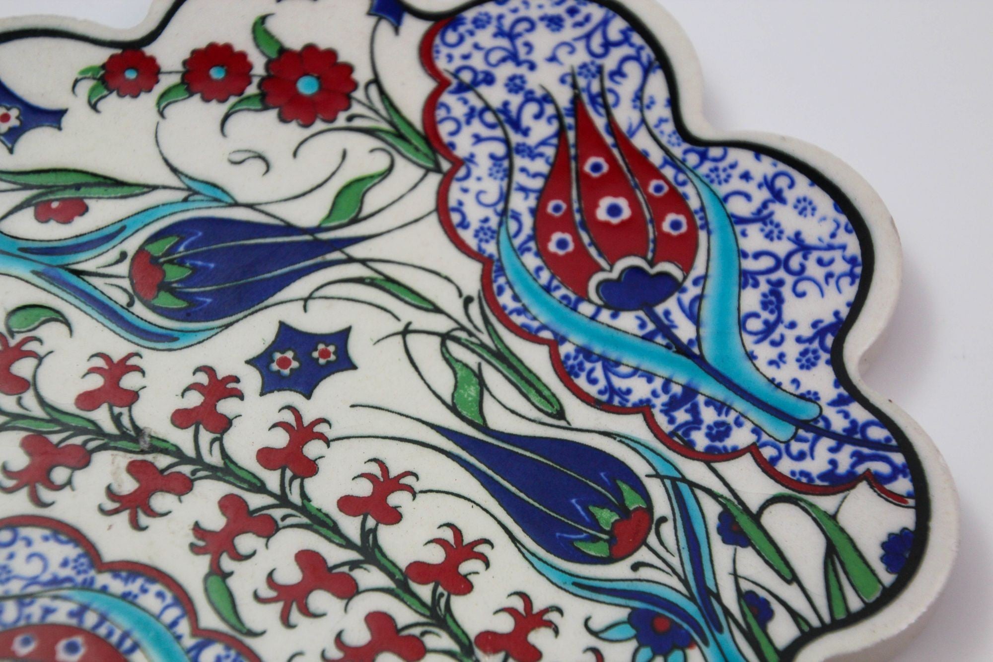 Turkish Iznik Style Ceramic Tiles Set of 3