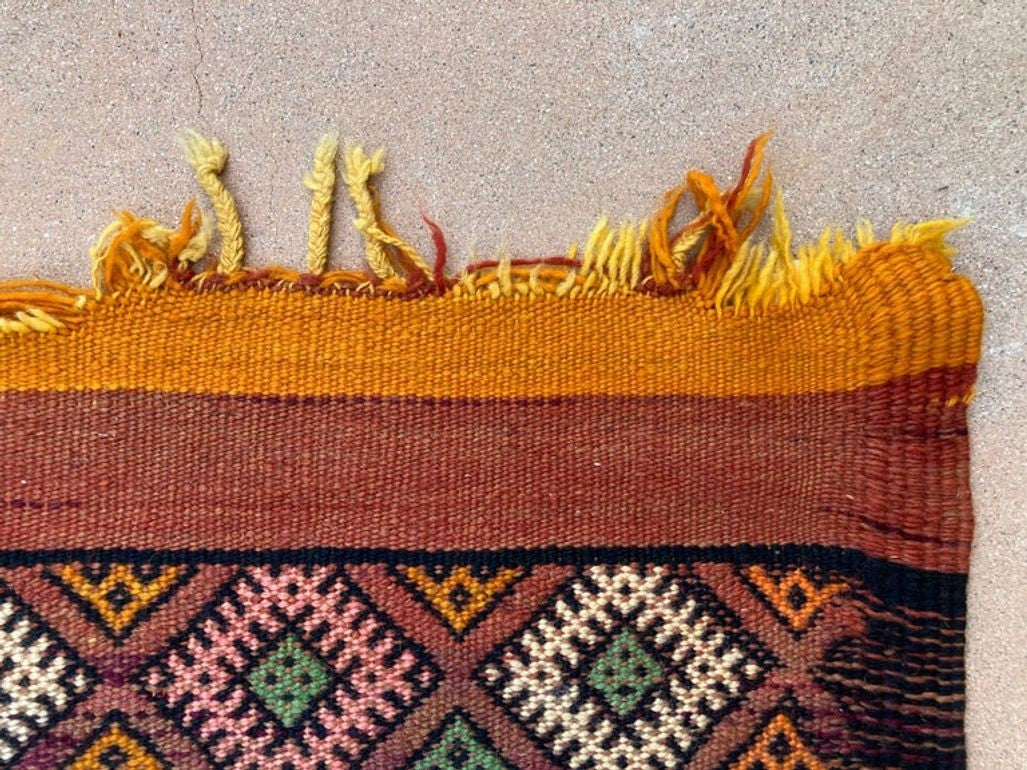 Vintage Hand-Woven Berber Kilim Rug by Moroccan Artisans, 6.5x10 ft