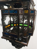 Moroccan Hall Lantern Light Fixture with Multi-Color Glass Moorish Style