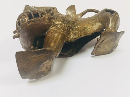 Vintage West African Cast-Brass Mythical Lion Folk Art Sculpture, circa 1960