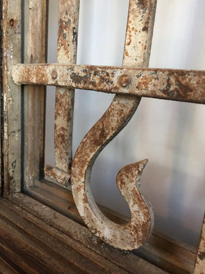 Set of French Painted Double Entry Door with Iron Insert