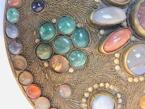 Large Vintage Agate Inlaid Moorish Wedding Jewelry Dressing Box