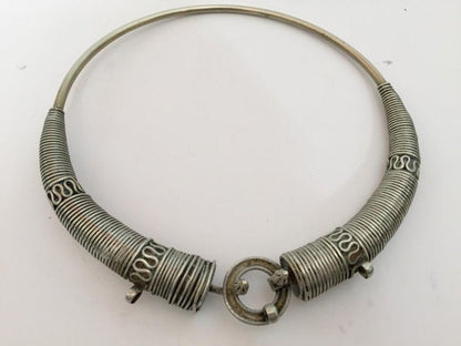 Traditional Silver Torque Necklace Chocker from Rajasthan India