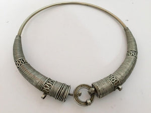 Traditional Silver Torque Necklace Chocker from Rajasthan India