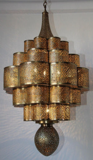 Large Moroccan Brass Chandelier Moorish Alhambra